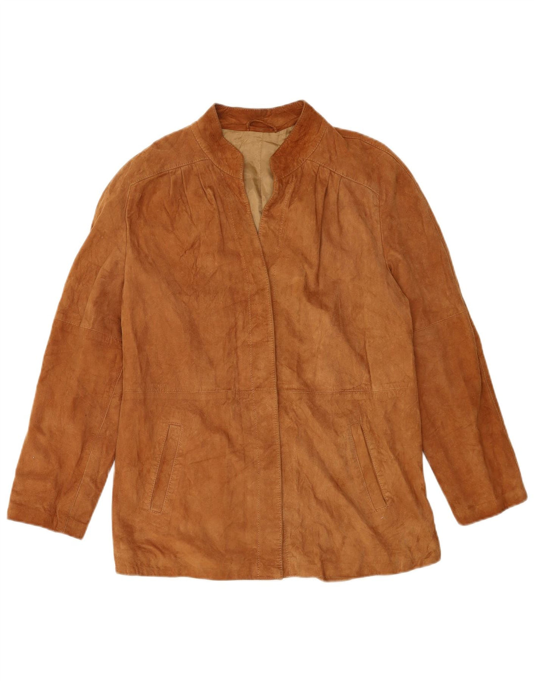 VINTAGE Dame ruskindsjakke UK 14 Medium Brown Læder