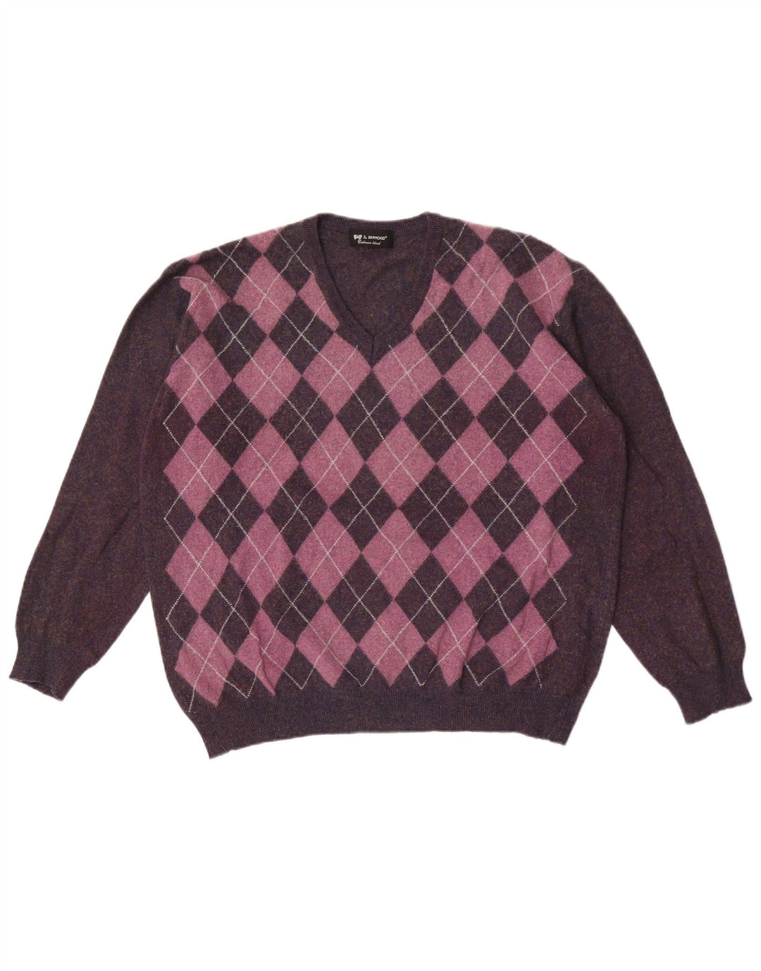 Il Granchio Herre V-hals sweater Stor Lilla Argyle/Diamant