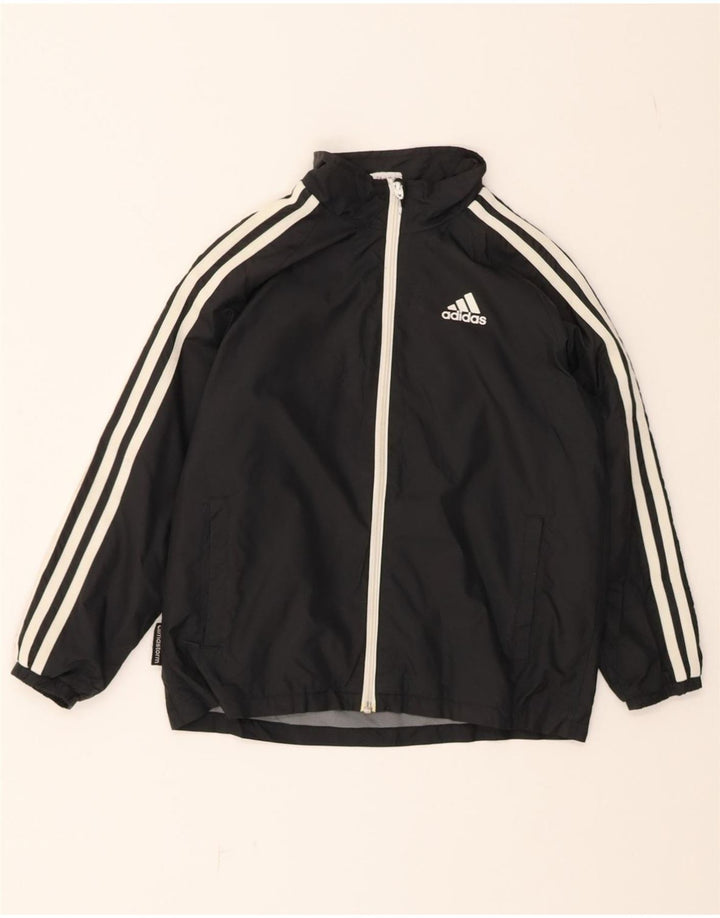 ADIDAS Boys Graphic Tracksuit Top Jacket 9-10 Years Black Vintage Adidas and Second-Hand Adidas from Messina Hembry 