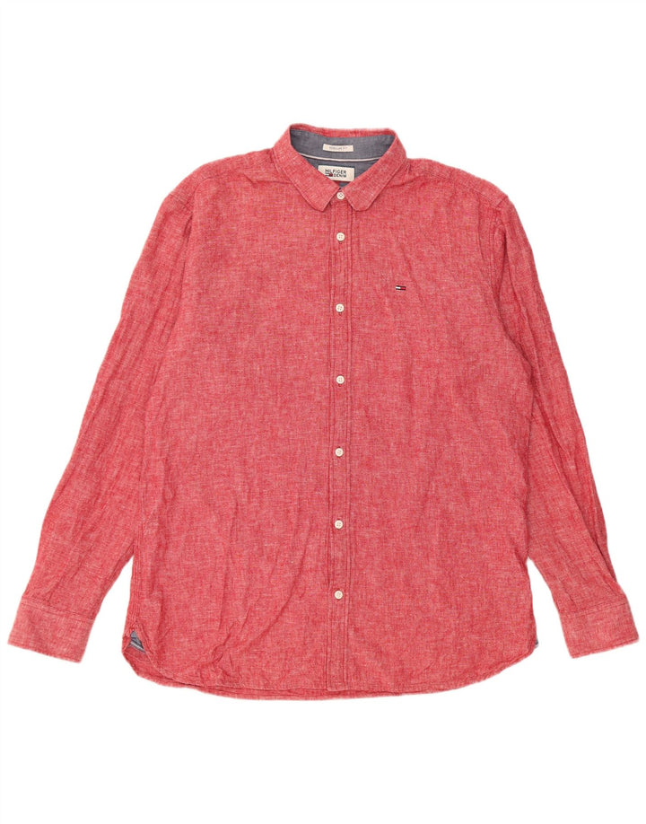 Tommy Hilfiger Herre Regular Fit skjorte Stor rød linned