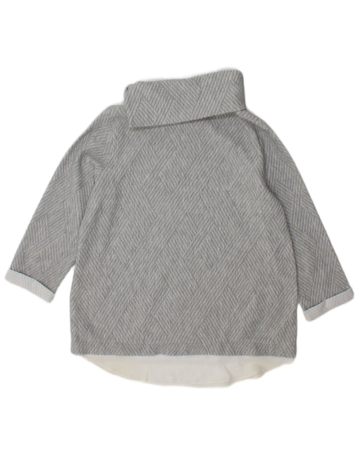 Phase Eight Dame Roll Neck Jumper Sweater UK 12 Medium Grå Geometrisk