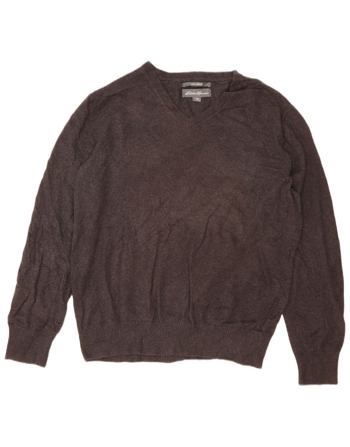 Eddie Bauer Herre V-hals sweater Medium Grey Flecked Bomuld