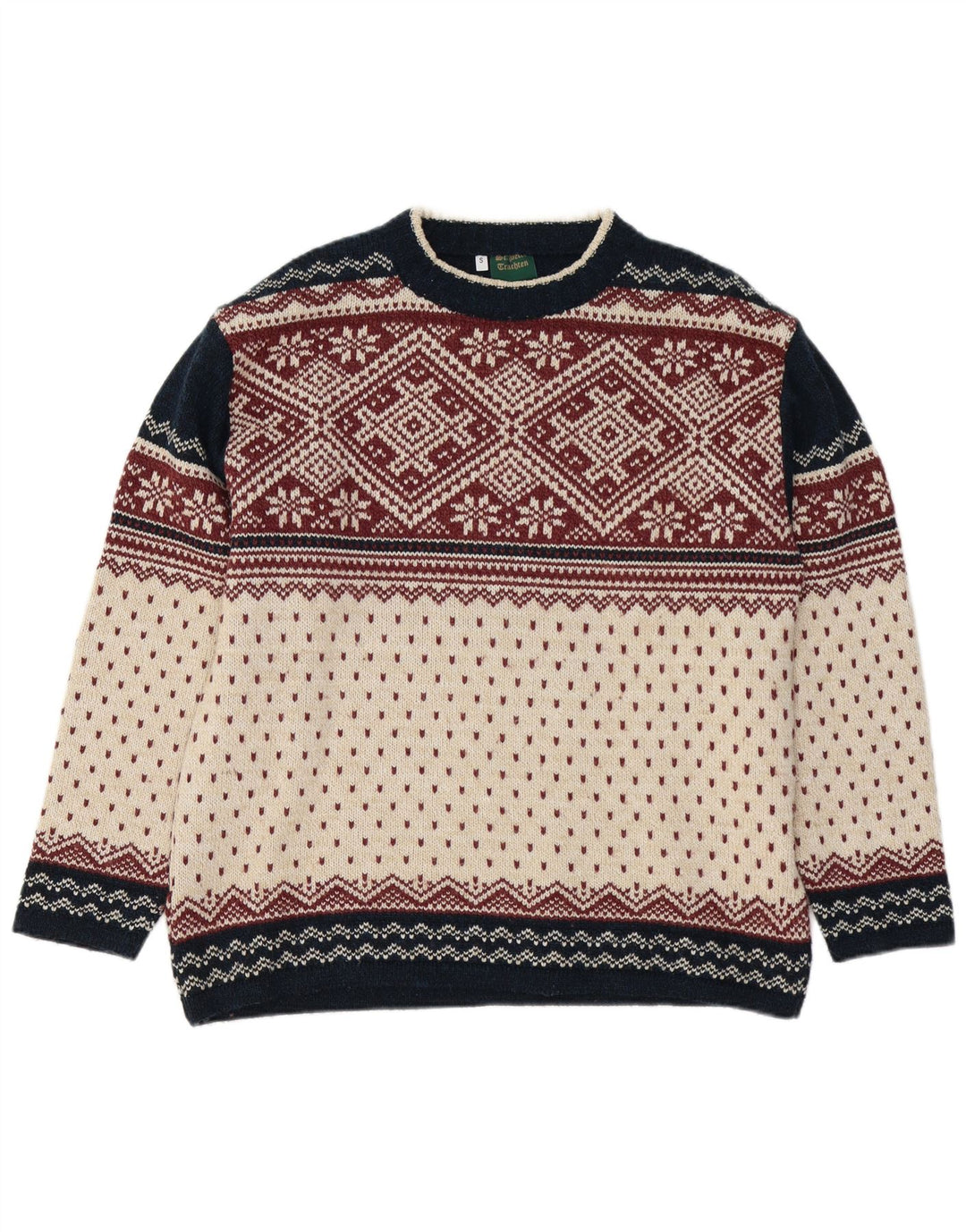 VINTAGE Herre sweater med rund hals, lille flerfarvet Fair Isle