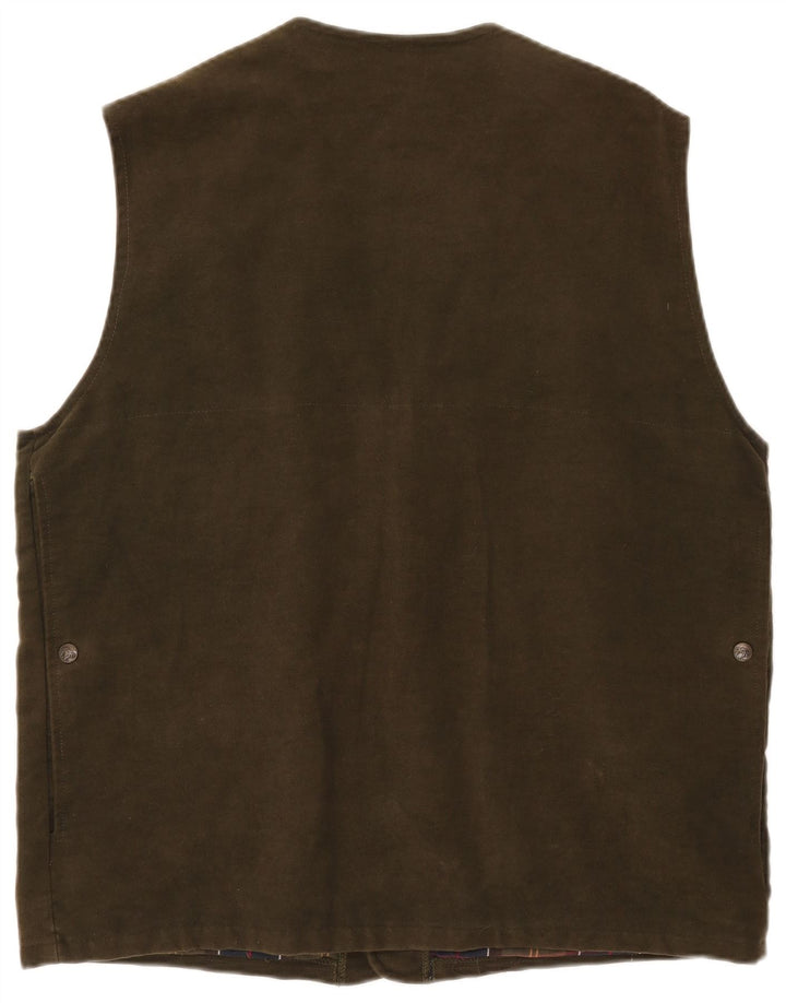 VINTAGE Herre Utility Gilet UK 42 XL Khaki Cotton