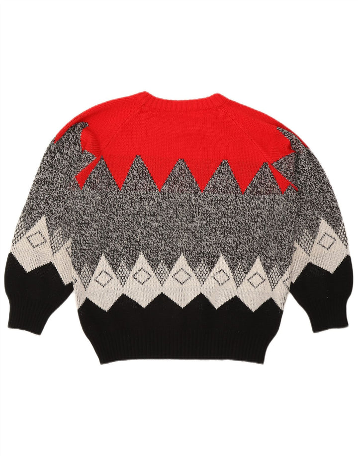 Vintage Dame Crew Neck Jumper Sweater UK 16 Large Multicolor