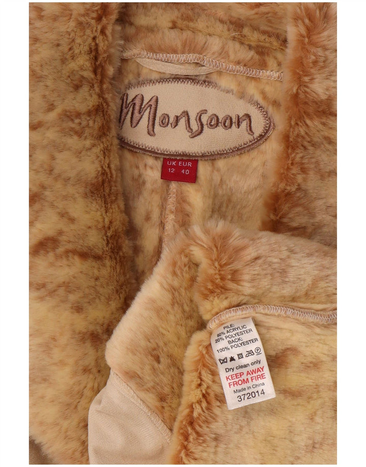 MONSOON Womens Sherpa Gilet UK 12 Medium Beige Acrylic