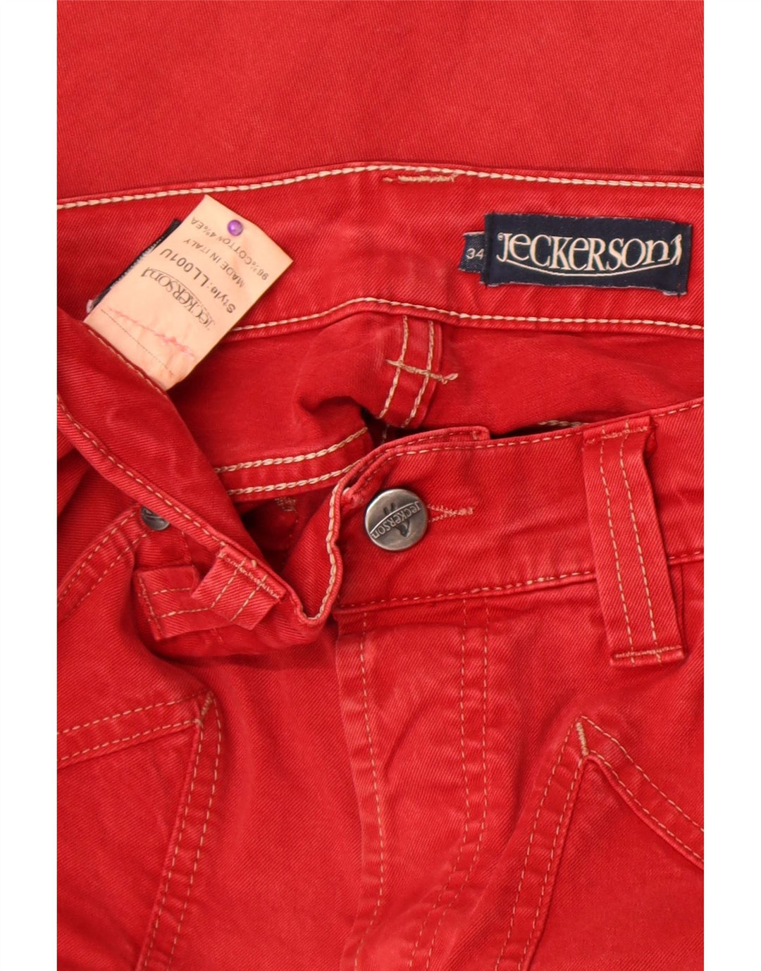 Jeckerson Straight Jeans til mænd W34 L34 rød bomuld