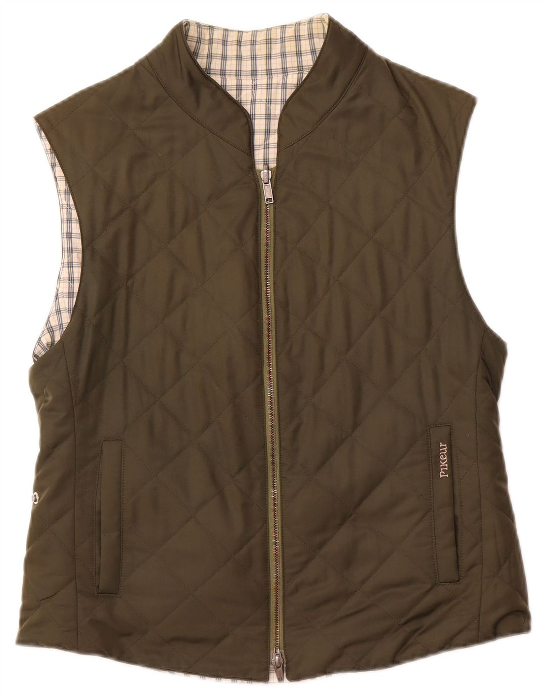 PIKEUR Vendbar quiltet Gilet til kvinder IT 42 Medium Khaki Polyester