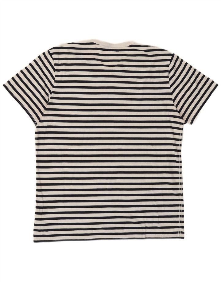 Joules Herre T-shirt Top Stor marineblå stribet bomuld
