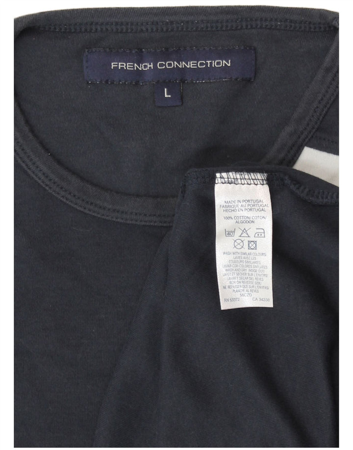 French Connection Herre grafisk T-shirt Top Stor marineblå bomuld