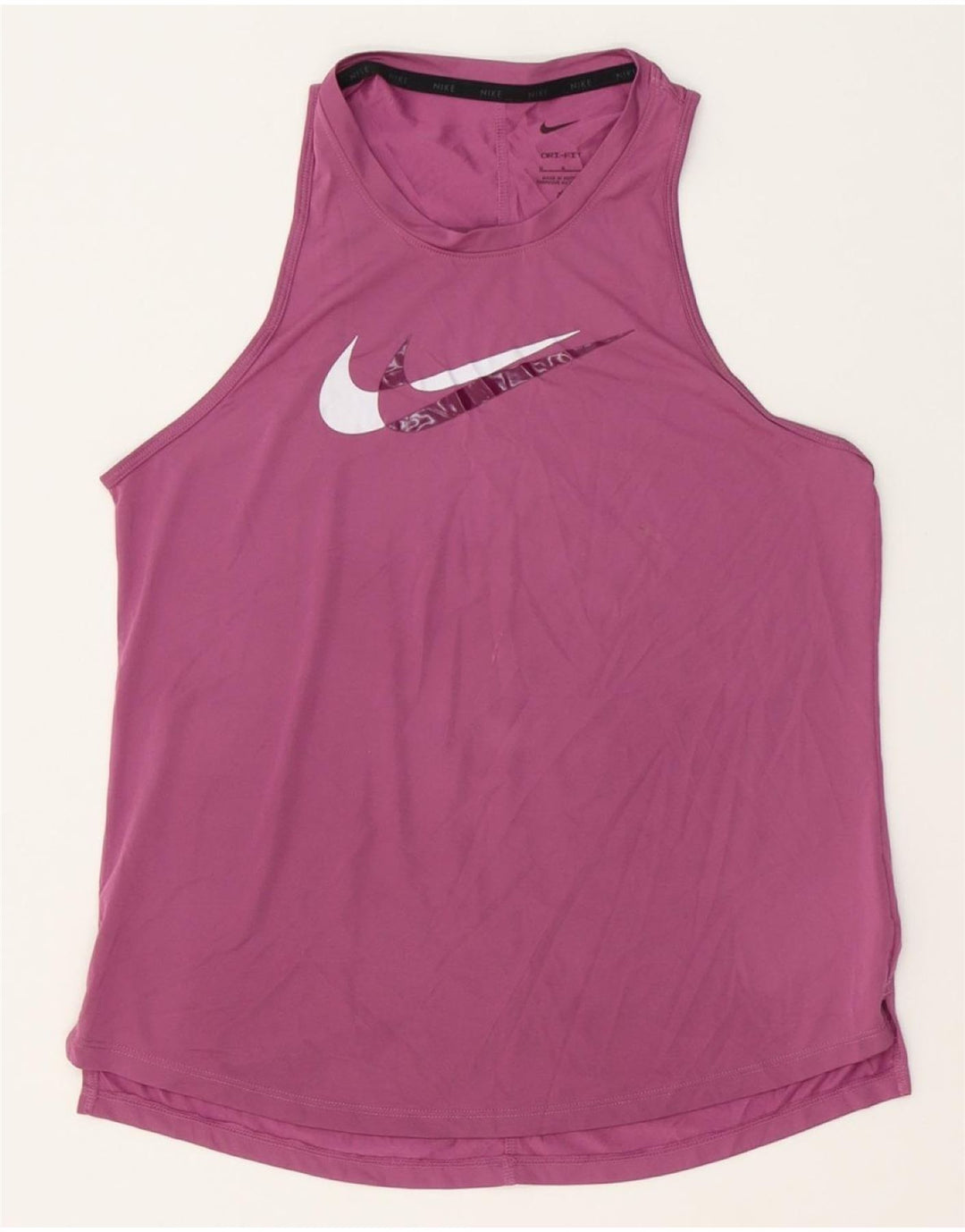 NIKE Womens Dri Fit Graphic Vest Top UK 12 Medium Pink Polyester Vintage Nike and Second-Hand Nike from Messina Hembry 