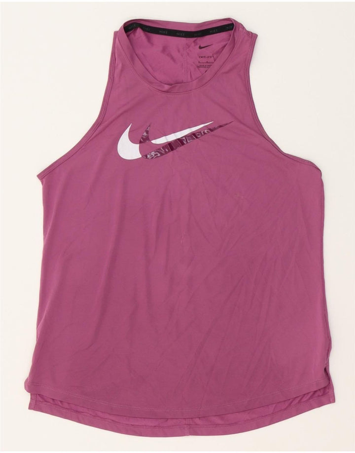 NIKE Womens Dri Fit Graphic Vest Top UK 12 Medium Pink Polyester Vintage Nike and Second-Hand Nike from Messina Hembry 