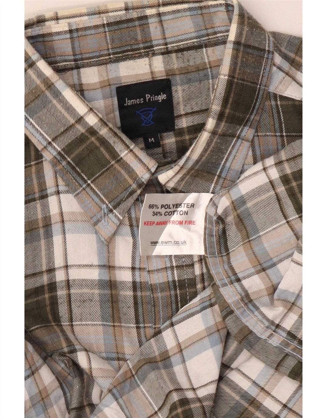 James Pringle herre flannelskjorte mellemgrå ternet polyester
