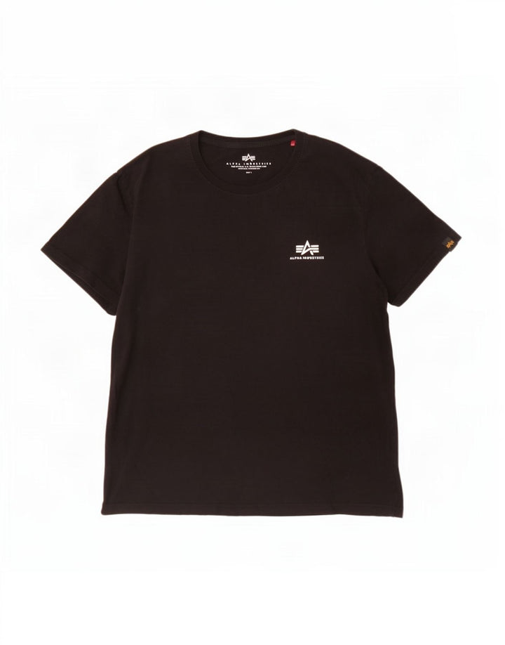 Alpha Industries Herre T-Shirt Top Stor Sort Bomuld