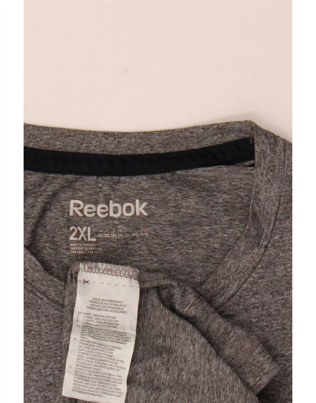Reebok Herre T-Shirt Top 2XL Grå Flecked Polyester