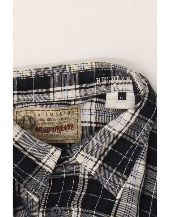 Murphy & Nye Herre Flannel Shirt XL Navy Blue Plaid