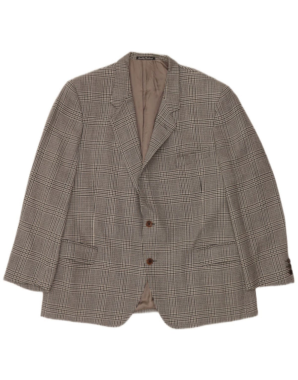 MONTANA Herre 2-knaps blazerjakke IT 56 3XL Grå Houndstooth Virgin Wool