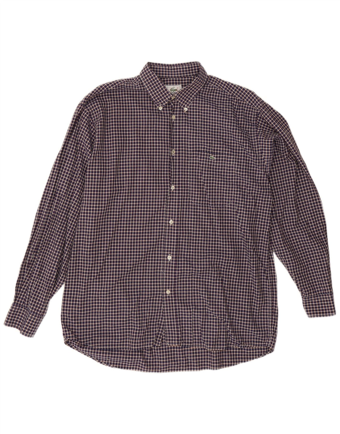 Lacoste Herreskjorte str. 42 Large Navy Blue Gingham Cotton
