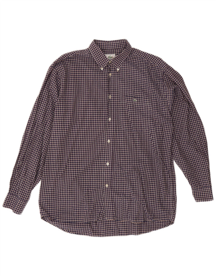 Lacoste Herreskjorte str. 42 Large Navy Blue Gingham Cotton