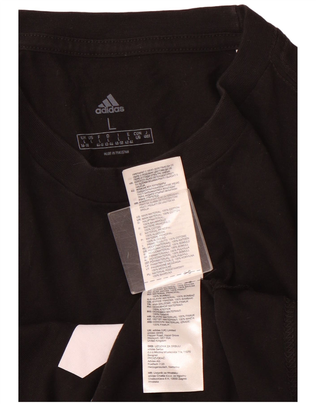 ADIDAS grafisk T-shirt top til kvinder UK 16/18 Stor sort bomuld