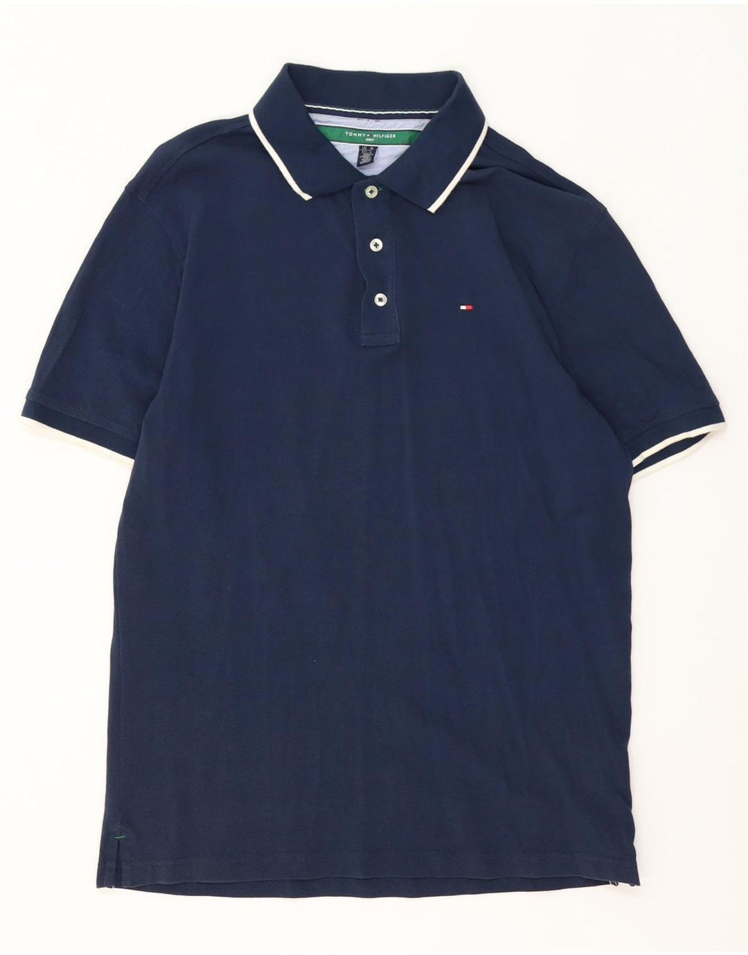 Tommy Hilfiger herre poloshirt Medium marineblå stribet bomuld