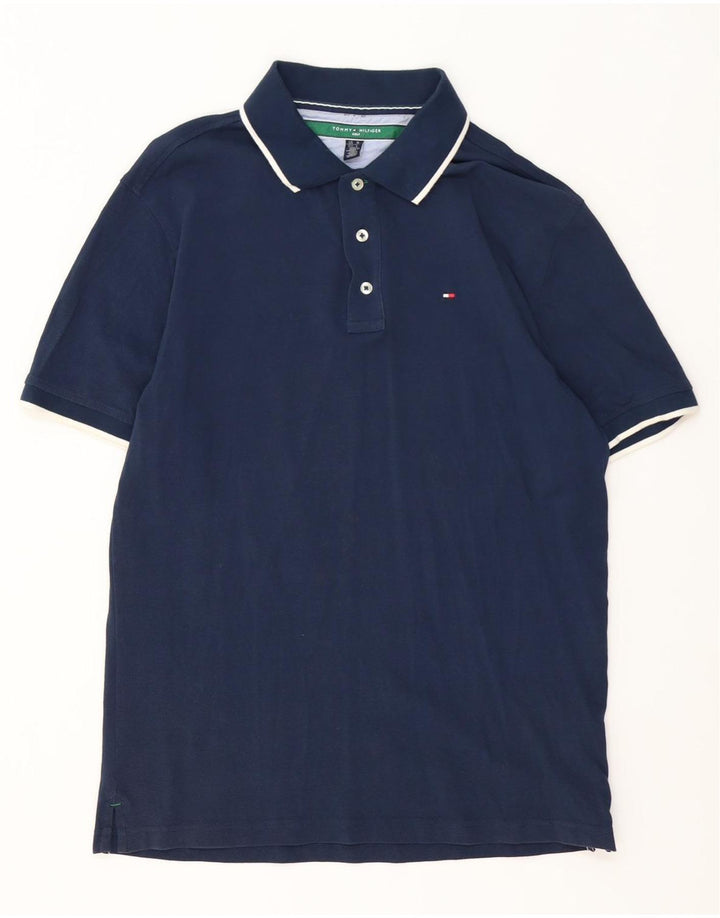 Tommy Hilfiger herre poloshirt Medium marineblå stribet bomuld