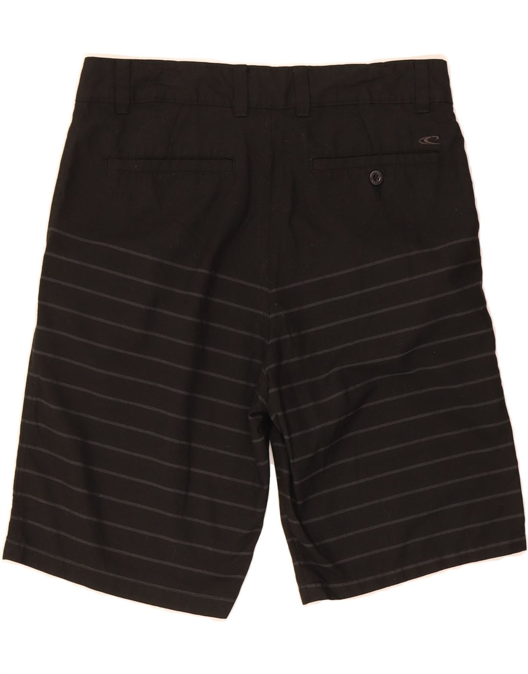 O'NEILL Mens Chino Shorts W32 Medium  Black Striped Polyester Vintage O'Neill and Second-Hand O'Neill from Messina Hembry 