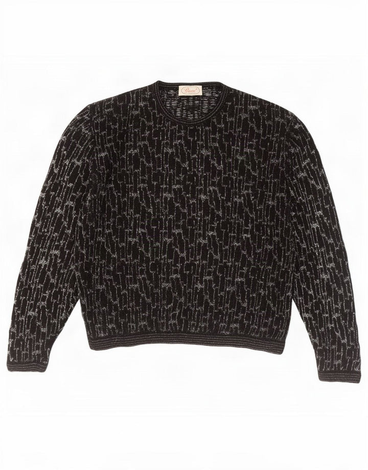 Vintage kvinders abstrakt mønster rund hals sweater IT 44 medium sort