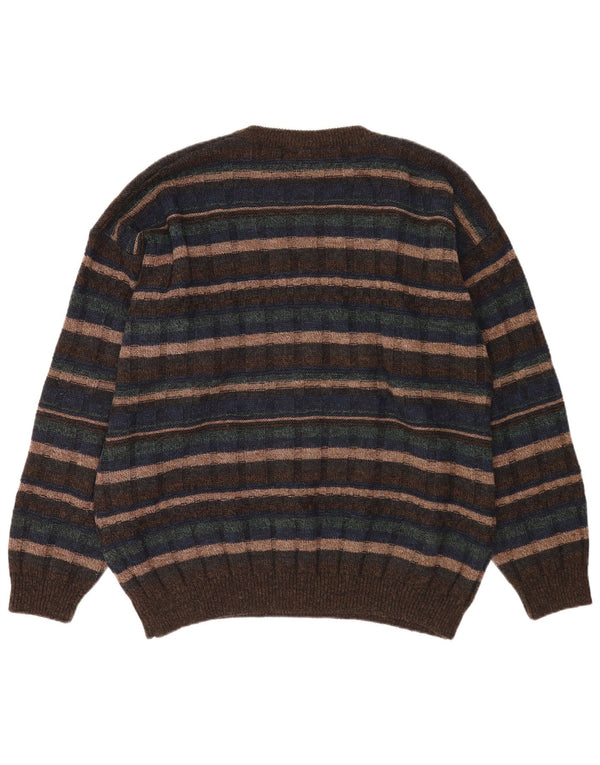 Canda herre rund hals sweater XL brun stribet akryl