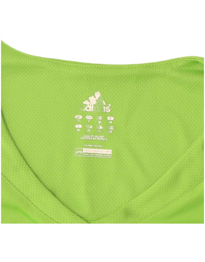 ADIDAS Womens T-Shirt Top UK 16 Large Green Polyester