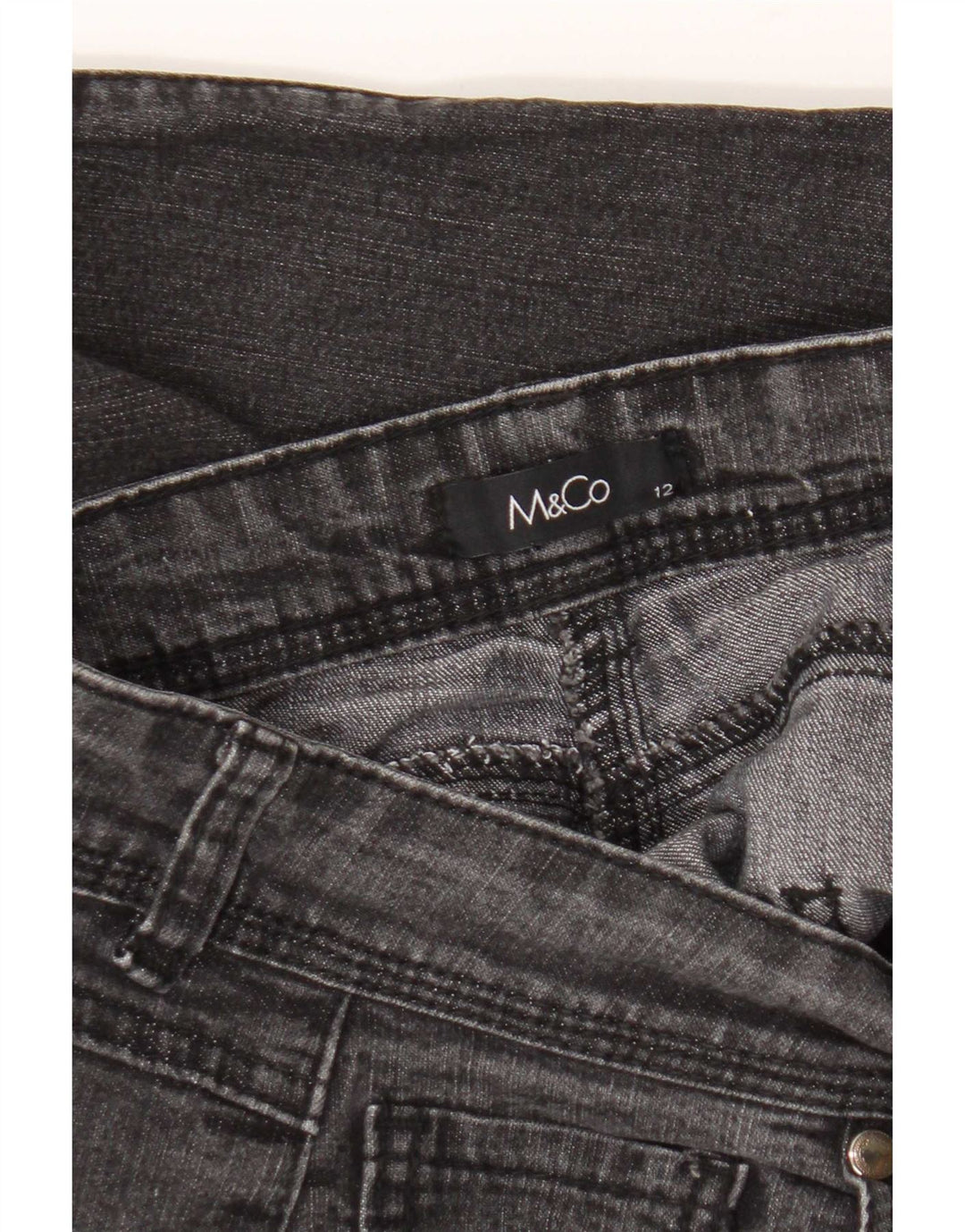 M&Co Dame Straight Jeans UK 12 Medium W30 L30 Grå