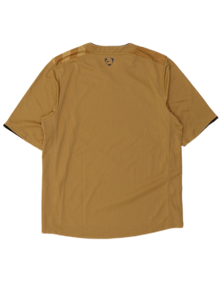 Nike T-shirt top til mænd UK 39/41 Medium brun stribet polyester