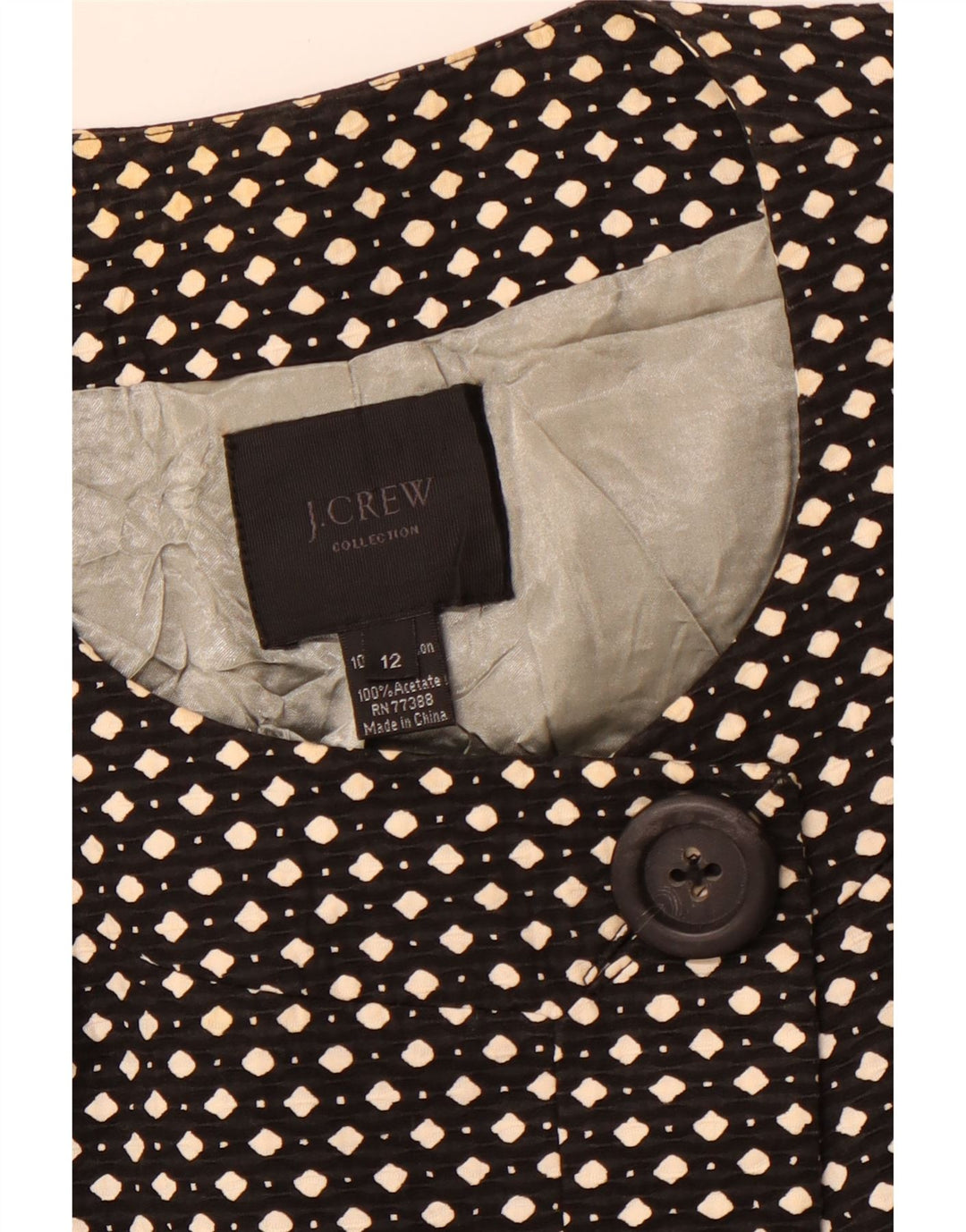 J. CREW Dame 1-knap blazerjakke US 12 Stor sort plettet