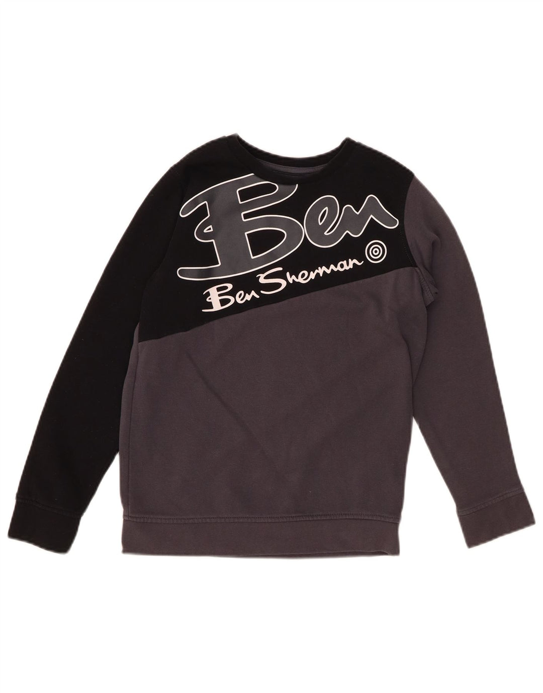 BEN SHERMAN Drenge grafisk sweatshirt trøje 9-10 år Grå Colourblock