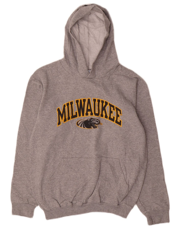 Champion Boys Milwaukee Grafisk Hoodie Jumper 13-14 år XL Grå Flecked