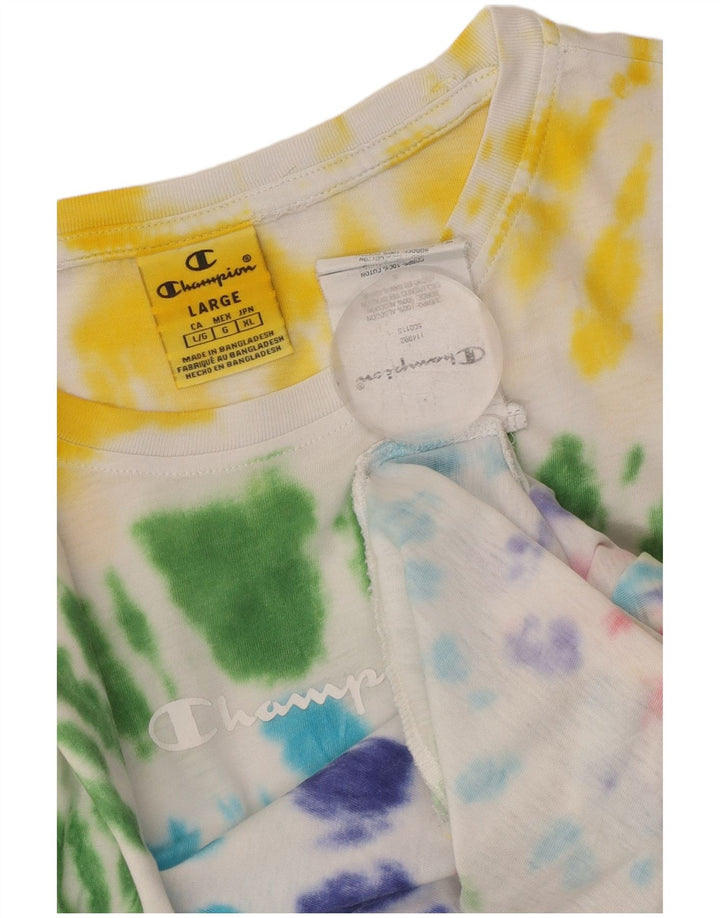 CHAMPION Dame T-Shirt Top UK 16 Stor Flerfarvet Tie Dye Bomuld