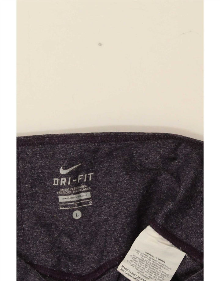 Nike Dame Dri Fit Capri Leggings UK 14 Large Navy Blue Polyester