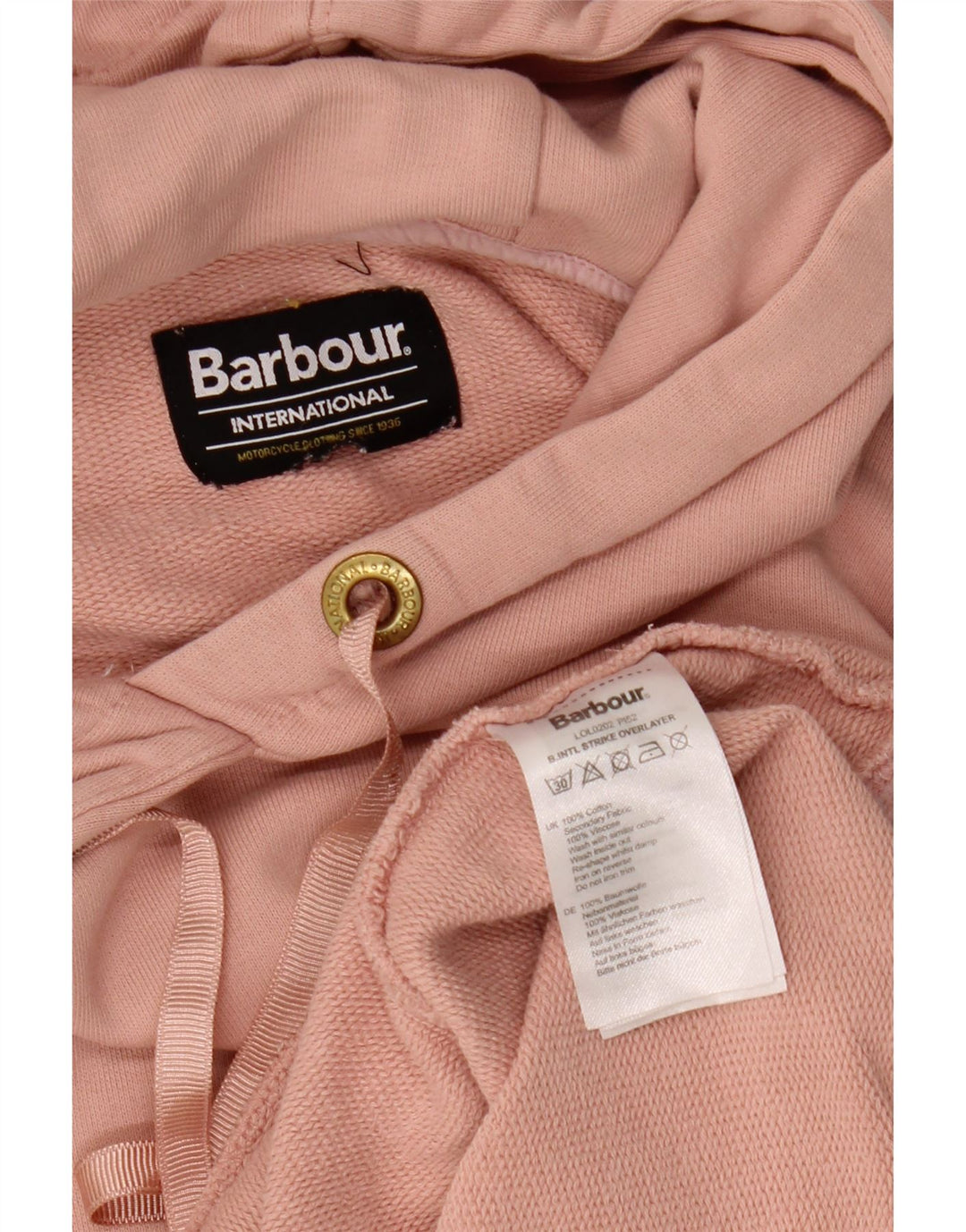 BARBOUR Dame Hættetrøje UK 12 Medium Pink Bomuld