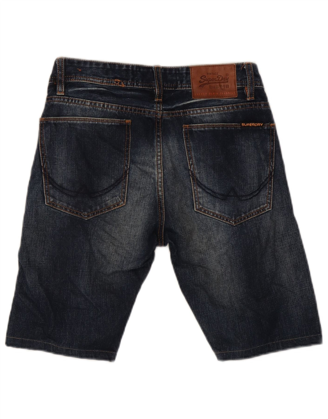 SUPERDRY Herre Officer Denim Shorts W28 Små blå bomuld