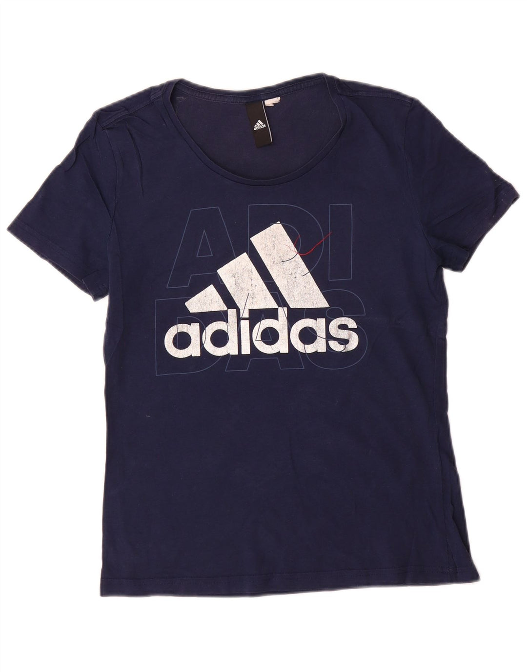 Adidas Dame Grafisk T-Shirt Top UK 12 Medium Navy Blue