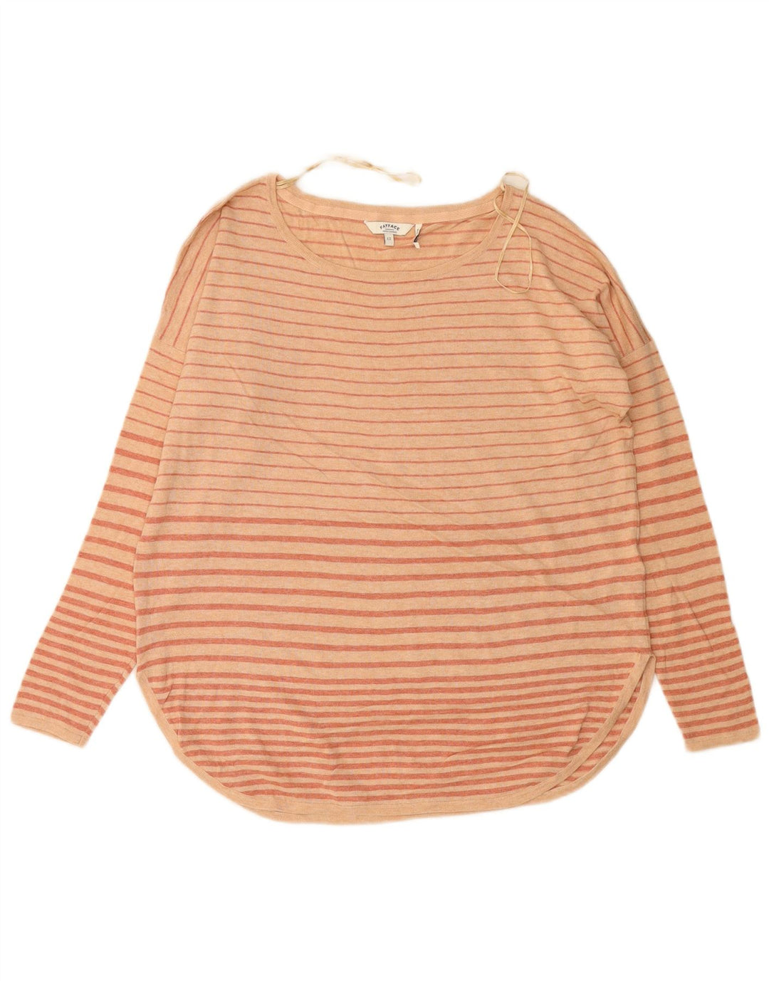 FAT FACE Womens Boat Neck Jumper Sweater UK 12 Medium Orange Striped