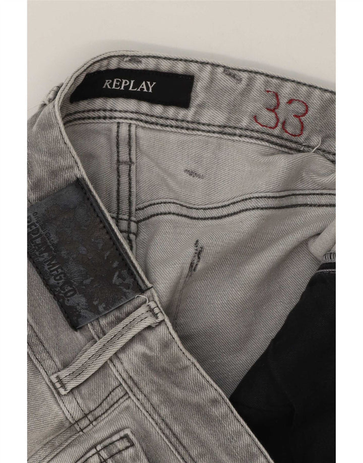 Replay Herre Distressed Slim Jeans W33 L27 Grå