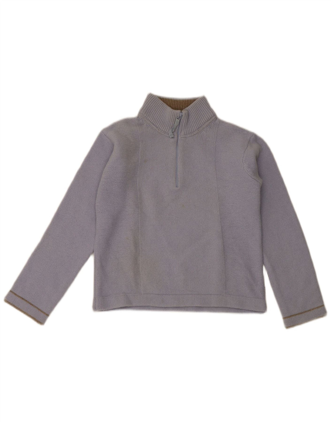 Armani Jeans Dame Crop Zip Neck Jumper Sweater IT 42 Medium Blue Wool