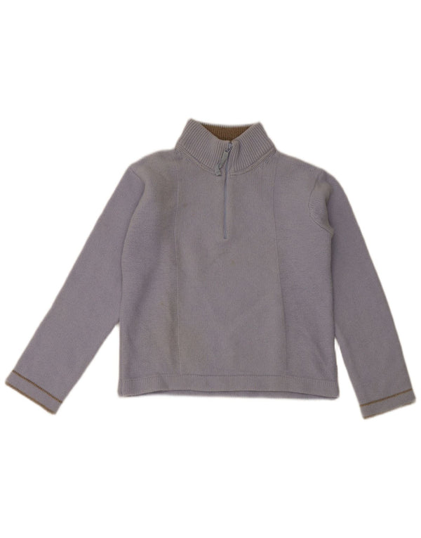 Armani Jeans Dame Crop Zip Neck Jumper Sweater IT 42 Medium Blue Wool