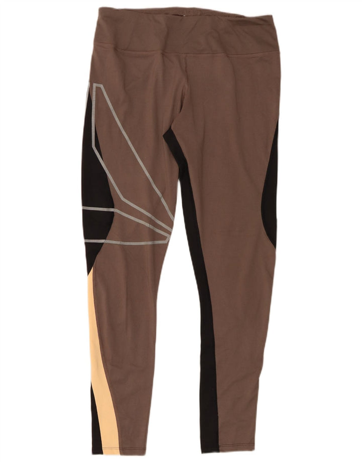 REEBOK Grafiske Leggings til kvinder UK 12/14 Medium Grey Colourblock Polyester