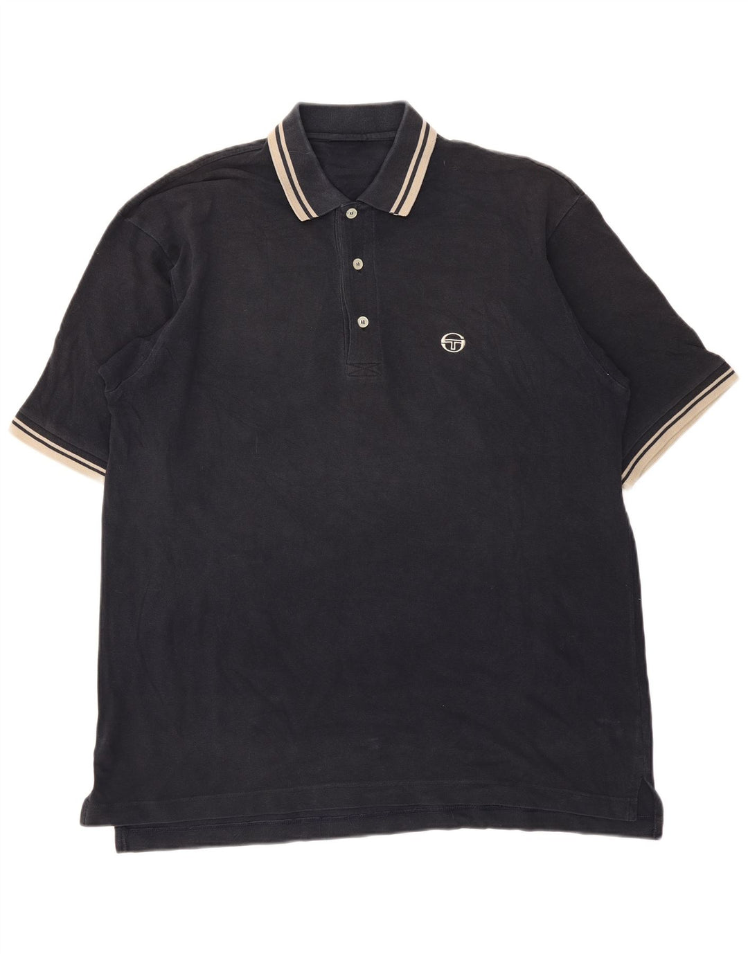 Sergio Tacchini herre poloshirt stor sort stribet
