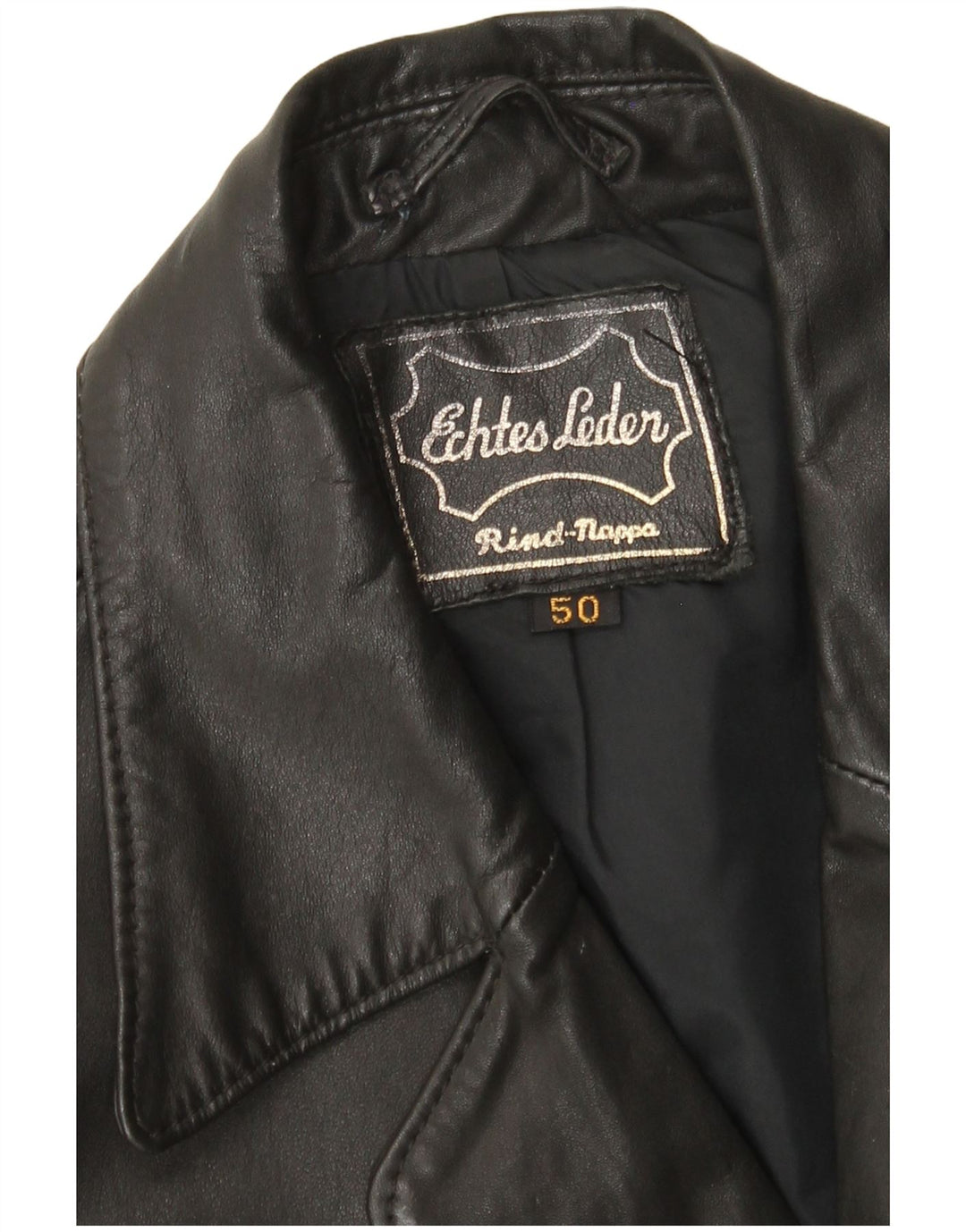 Vintage Herre Læderjakke EU 50 Stor Sort Læder