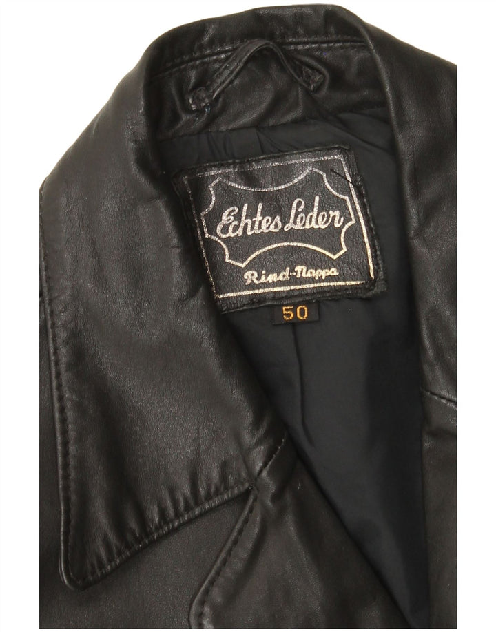 Vintage Herre Læderjakke EU 50 Stor Sort Læder