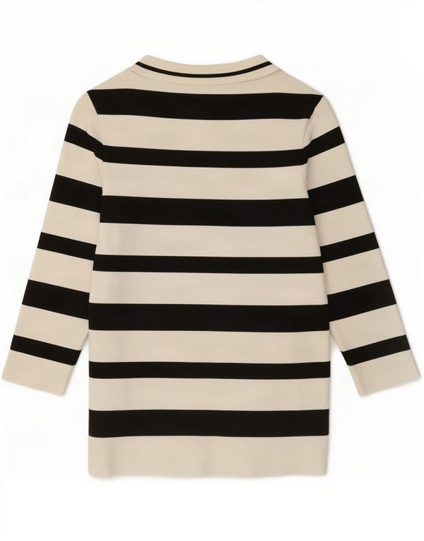 Zara Womens Top 3/4 Sleeve UK 14 Large White Striped Polyamide