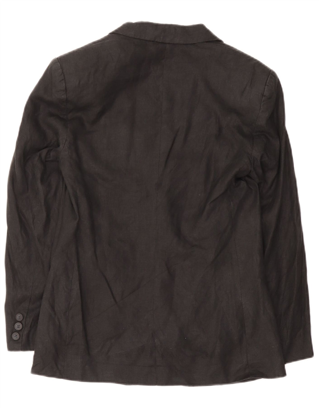 Benetton Dame 2 Button Blazer Jacket IT 40 Small Black Linen
